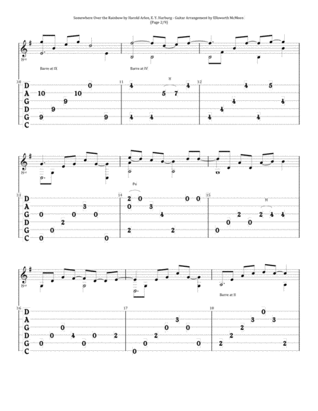 Somewhere Over The Rainbow For Fingerstyle Guitar Tuned Cgdgad Page 2