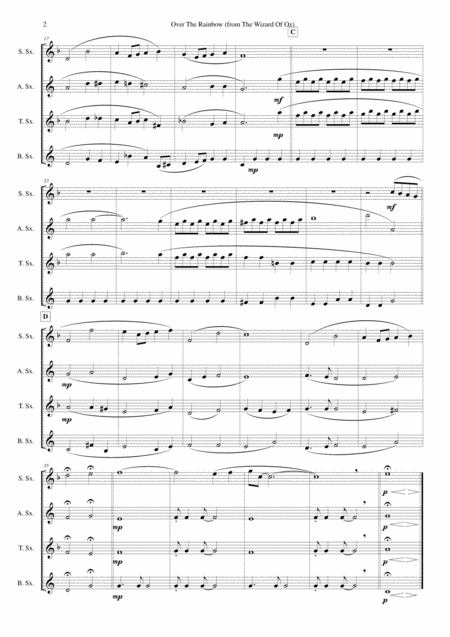 Somewhere Over The Rainbow For Saxophone Quartet Page 2