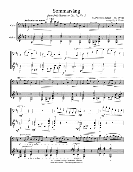 Sommarsng Summer Song For Cello And Guitar Page 2
