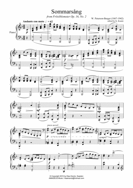 Sommarsng Summer Song For Piano Solo Page 2