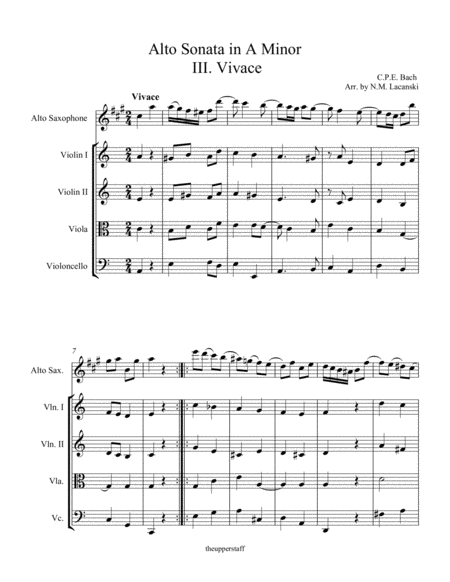 Sonata In A Minor For Alto And String Quartet Iii Vivace Page 2