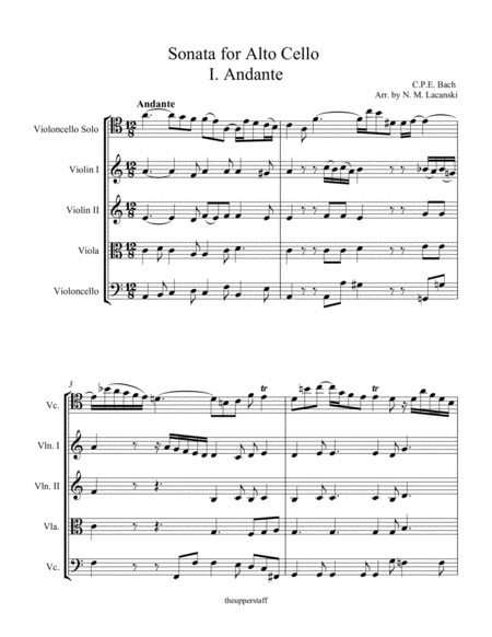 Sonata In A Minor For Cello And String Quartet I Andante Page 2