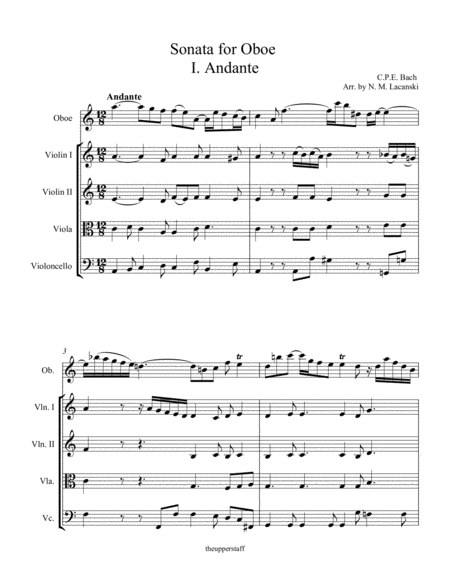 Sonata In A Minor For Oboe And String Quartet I Andante Page 2