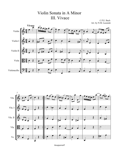 Sonata In A Minor For Violin And String Quartet Iii Vivace Page 2