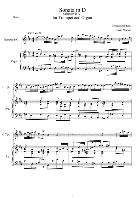 Sonata In D Originally In A For Trumpet And Organ Page 2