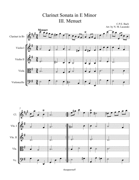 Sonata In E Minor For Clarinet And String Quartet Iii Menuet Page 2