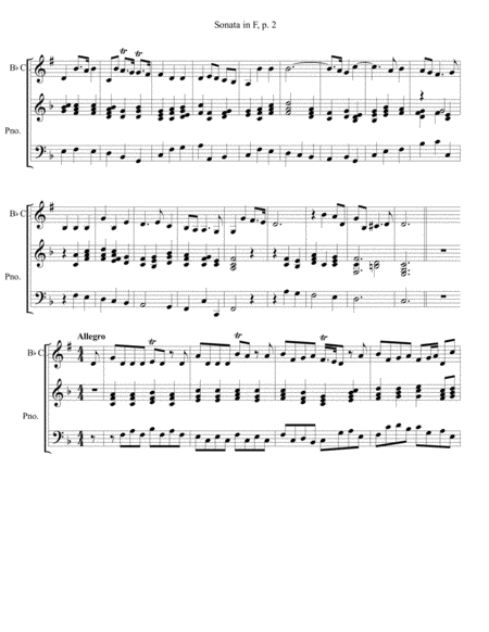 Sonata In F By George Frideric Handel Arranged For Clarinet In Bb And Keyboard Piano Page 2