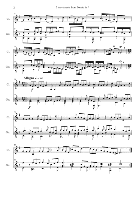 Sonata In F First And Last Movements For Clarinet And Guitar Page 2