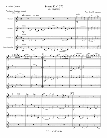 Sonata K V 570 Clarinets Page 2