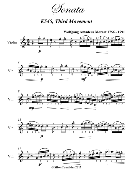 Sonata K545 Third Movement Easy Violin Sheet Music Page 2