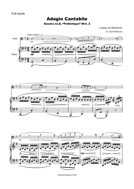 Sonata Pathetique Adagio Cantabile By Beethoven For Viola And Piano Page 2