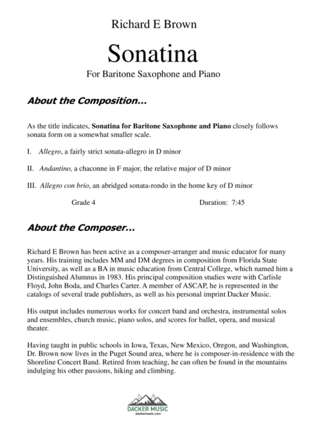 Sonatina For Baritone Saxophone And Piano Page 2