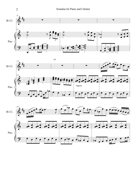 Sonatina For Piano And Clarinet Movement I The Meadow Page 2