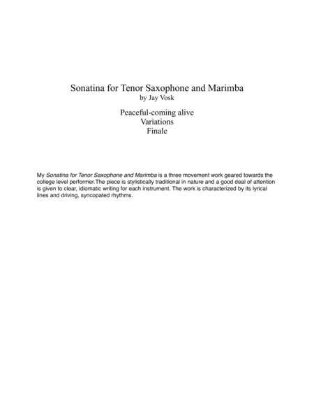Sonatina For Tenor Saxophone And Marimba Page 2
