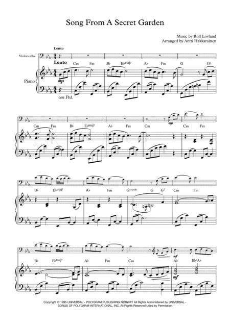Song From A Secret Garden Cello Piano Page 2
