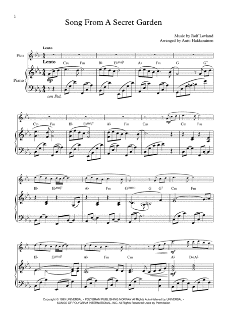 Song From A Secret Garden Flute Piano Page 2