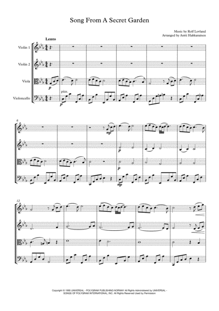 Song From A Secret Garden String Quartet Page 2