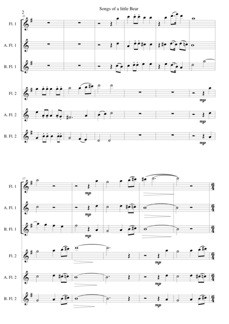 Songs Of A Little Bear For Flute Sextet Or Flute Choir Page 2