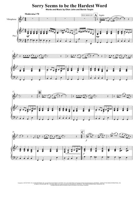 Sorry Seems To Be The Hardest Word For Vibraphone Marimba Piano Page 2