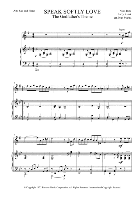 Speak Softly Love The Godfathers Theme For Alto Sax And Piano Page 2