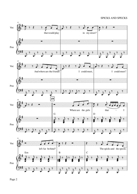 Spicks And Specks Piano Vocal Page 2