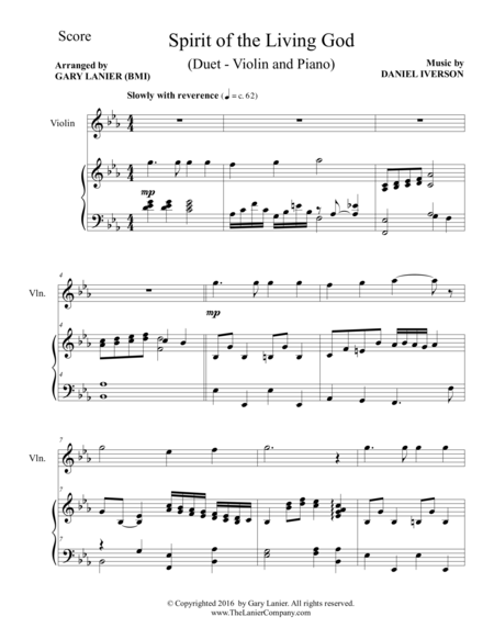 Spirit Of The Living God Duet Violin Piano With Parts Page 2