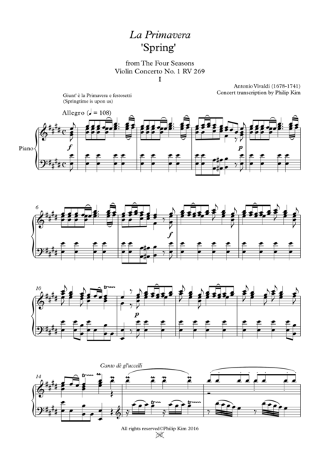 Spring 1st Movement From The Four Seasons By Vivaldi For Piano Solo Page 2