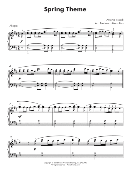 Spring Theme From The Four Seasons Intermediate Piano Page 2