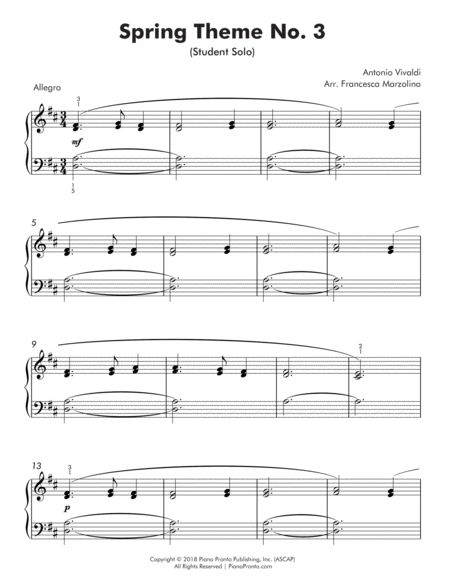 Spring Theme No 3 Easy Piano With Duet Page 2