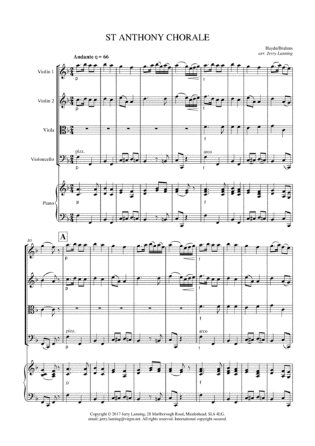 St Anthony Chorale For String Quartet With Optional Piano Page 2