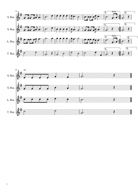 Standing In The Need Of Prayer For Recorder Quartet Page 2