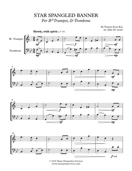 Star Spangled Banner Trumpet Trombone Duet Page 2