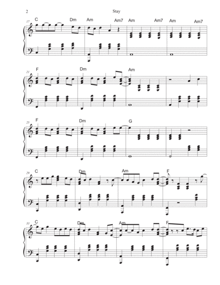 Stay Rihanna Pedal Or Lever Harp Arrangement Page 2