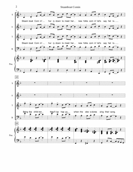 Steamboat Comin Satb Piano From The Bi Centennial Musical Get The Lead Out Page 2
