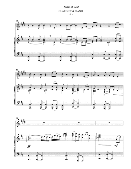 Sting Fields Of Gold For Clarinet Piano Page 2