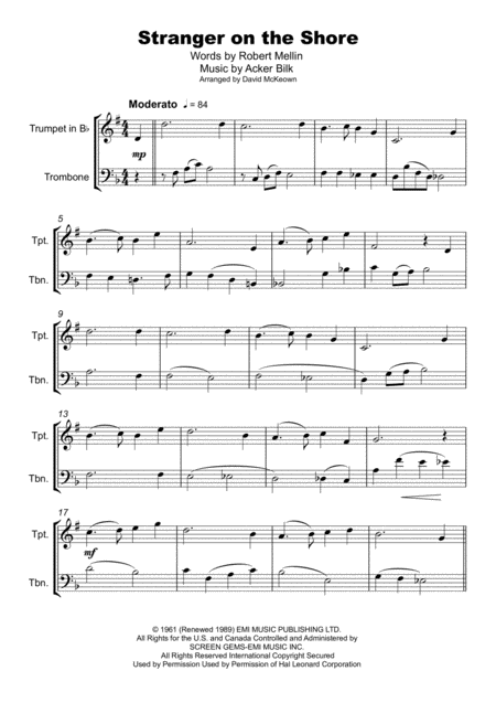 Stranger On The Shore Duet For Trumpet And Trombone Page 2