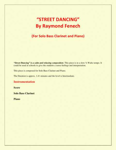 Street Dancing For Solo Bass Clarinet And Piano Early Intermediate Intermediate Level Page 2