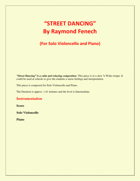 Street Dancing For Solo Violoncello And Piano Early Intermediate Intermediate Level Page 2