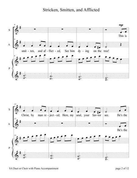 Stricken Smitten And Afflicted For Sa Duet With Piano Accompaniment Page 2