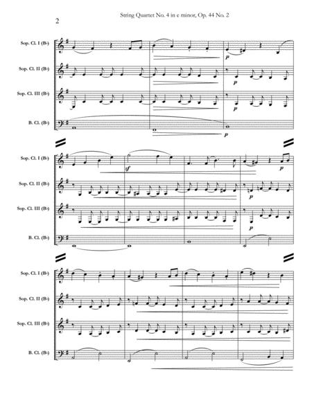 String Quartet In E Minor Opus 44 No 2 Movement I Mendelssohn For Clarinet Quartet Full Score Set Of Parts Page 2