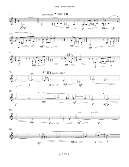 String Quartet On B Flat 1989 90 Rev 1993 Violin 2 Part Page 2