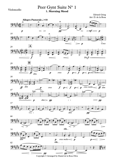 Suite Peer Gynt N 1 E Grieg For String Quartet Cello Page 2