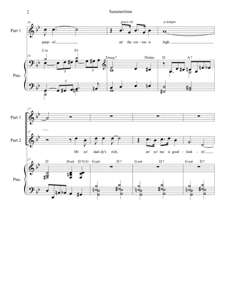 Summertime For 2 Part Choir Page 2