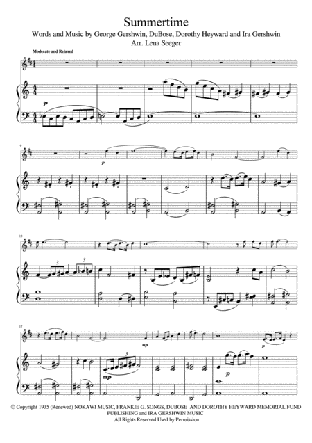 Summertime For Clarinet And Piano Page 2