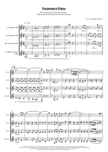 Summertime For Clarinet Quartet Page 2