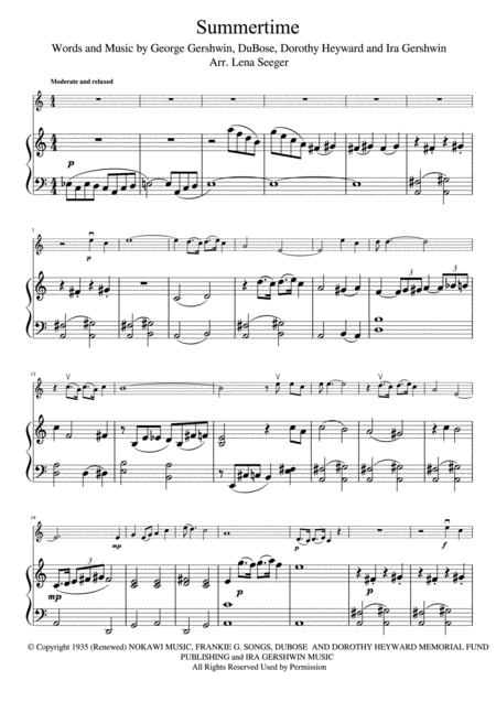 Summertime For Violin And Piano Page 2