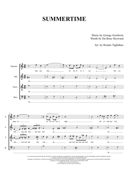 Summertime G Gershwin Arr For Satb Choir Page 2