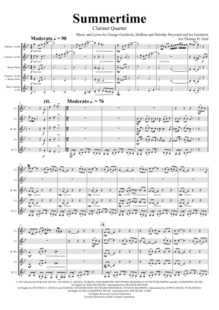 Summertime Gershwin 11 8 Clarinet Quartet Page 2