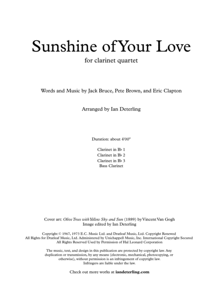 Sunshine Of Your Love For Clarinet Quartet Page 2