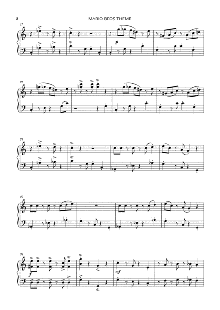 Super Mario Bros Theme For Intermediate Piano Page 2